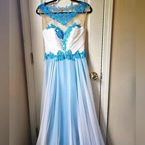 Rachel Allan Maxi Dress 8 Chiffon Sheer Feminine Fairy Lace Sweetheart Prom